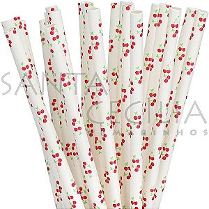 Canudo de Papel Cerejinha - pacote com 12 un.