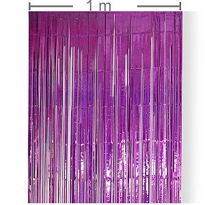 Cortina Metalizada 1x2m Franja - Rosa escuro