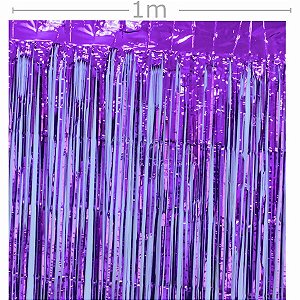 Cortina Metalizada 1x2m Franja - Ref. 16-1 Roxo