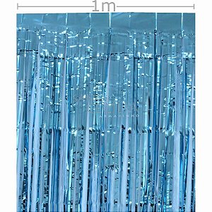 Cortina Metalizada 1x2m Franja - Ref. 16-1 Azul Celeste