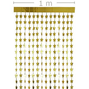 Cortina Metalizada 1x2m Estrela - Dourada