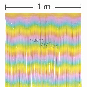 Cortina Franja 1x2m Tons Pastel Mesclada Candy Arco-íris - Ref.20-2