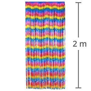 Cortina Franja 1x2m Metalizada Ref.ZW 71885-4 - Mesclada Arco-íris