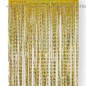 Cortina Franja 1x2m Metalizada Irisada Ref. 1676-5 Ouro