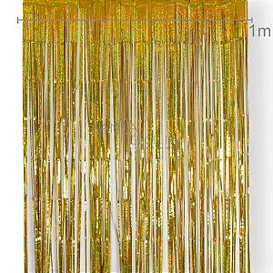 Cortina Franja 1x2m Metalizada Glitter Ref. 22 Ouro
