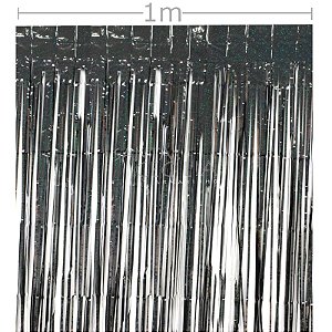 Cortina Franja 1x2m Metalizada Glitter - Ref. 22 Preto