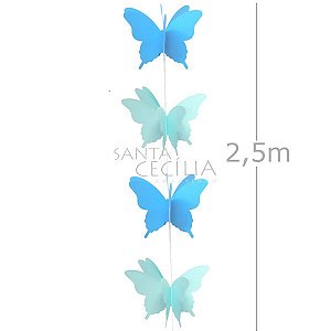 Cortina Borboleta em Papel 3D - Ref. B3 Azul