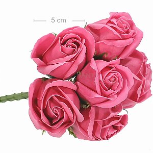 Buquê de Rosas Perfumadas em E.V.A 6 unid.- Ref.354-16 Rosa escuro