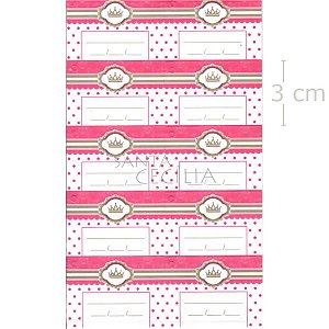 Etiqueta Tag para Lembrancinhas 50 unid. - Coroa Rosa