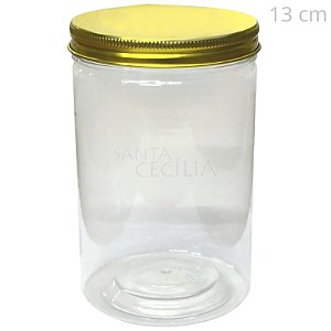 Potinhos para Lembrancinhas Plástico Redondo 550 ml - Tampa Dourada