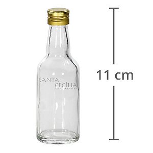 Garrafa de Vidro 50ml Tampa Dourada