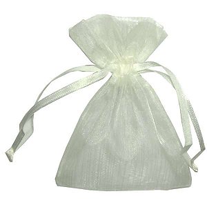 Saquinho em Organza 8 x 10 cm - 10 unidades - Creme