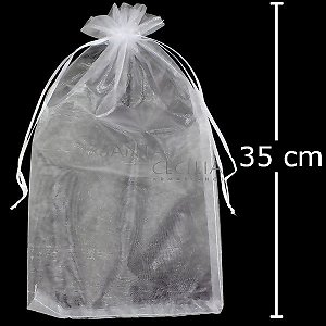 Saquinho em Organza 20 x 35 cm - 10 unidades - Branco