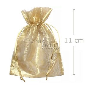 Saquinho de Tecido 9 x 11 cm - 10 unidades - Dourado 139N5-1
