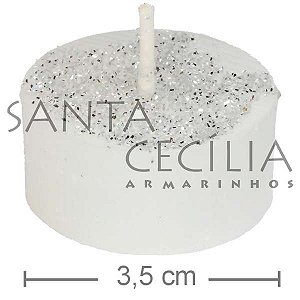 Vela Réchaud Branca com Glitter 6 unidades - Prata