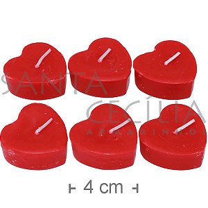 Vela Coração Vermelha Flutuante 4cm 6 unid.