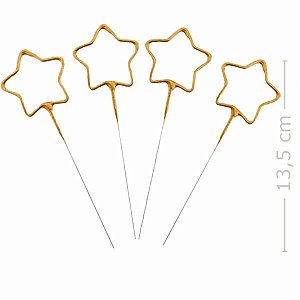 Vela Estrela Faísca 4unid. - Ouro Ref. 2700 (4)