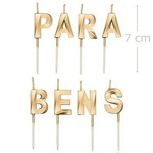 Vela de Aniversário - Parabéns Relevo Dourado