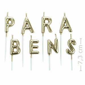 Vela de Aniversário - Parabéns Dourada