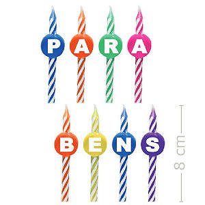 Vela de Aniversário - Parabéns Colorida