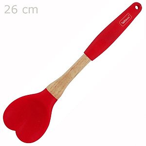 Colher de Silicone com Cabo em Bambu - Coração