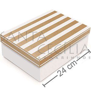 Caixa de Presente Retangular - Listras Bege Ref. 13001701