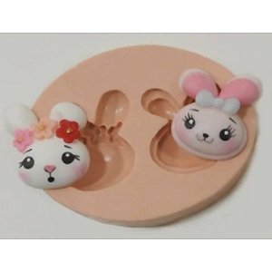 Molde de Silicone - 2 Caras de Coelhas Ref. 003
