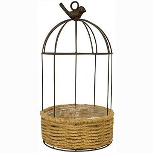 Gaiola Aramada Redonda com Sisal 34cm Ref. QX24133 S/2B