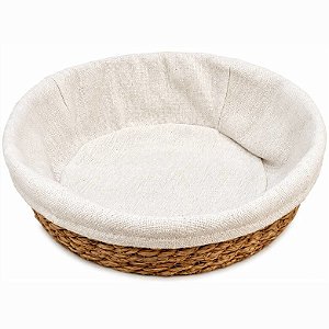 Cesta em palha Natural com Forro Redonda Ref. 24247