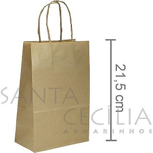 Sacola de Papel Pequena 21,5 x 17 x 8 cm - 10 unid. - Kraft