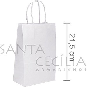 Sacola de Papel Pequena 21,5 x 17 x 8 cm - 10 unid. - Branca