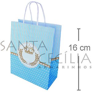 Sacola de Papel P 16x13x8cm Decorada - Coroa Azul
