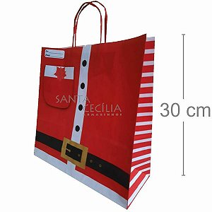 Sacola de Papel Natal - Roupa Noel 30x30x10,5 cm