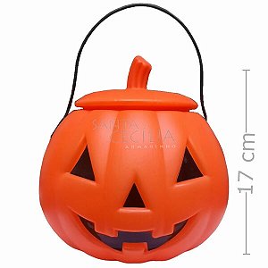 Enfeite para Halloween Caldeirão Abóbora com Tampa