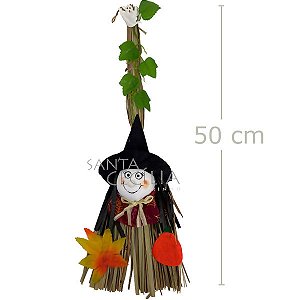Enfeite Halloween Vassoura Bruxa - Branca Ref. Q20426