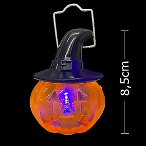 Enfeite Abóbora Halloween Pisca Led Chapéu  - Ref. HLW6043