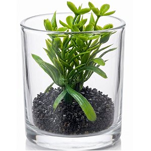 Suculenta Artificial com Vaso de Vidro 8cm Ref. MOD2