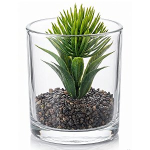 Suculenta Artificial com Vaso de Vidro 8cm Ref. MOD1