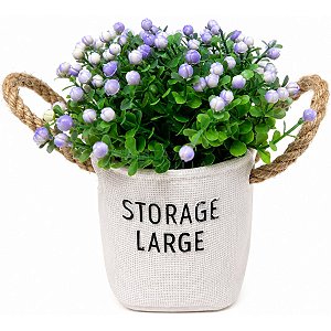 Arranjo de Flores Artificiais com Vaso de Plático e Alças de Juta Ref. CB5384