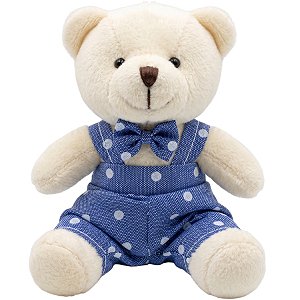Lembrancinha de Pelúcia com Chaveiro 10cm - Urso de Macacão