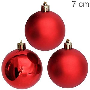 Bolas para Árvore de Natal 7 cm - Pacote com 6un - Vermelha