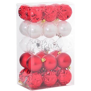 Bolas para Árvore de Natal 6 cm 30 unid.- Ref NTB81210 - Diversas Cores