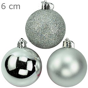 Bolas para Árvore de Natal 6 cm - Pacote com 9un - Prata