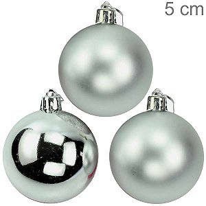Bolas para Árvore de Natal 5cm - Pacote com 12un - Prata
