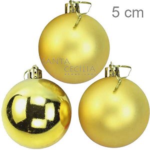 Bolas para Árvore de Natal 5cm - Pacote com 12un - Ouro - Ref. NTB1802D
