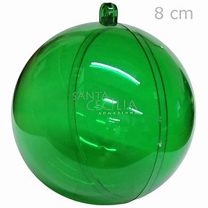 Bola de Acrílico 8cm - Transparente Verde 10 unidades