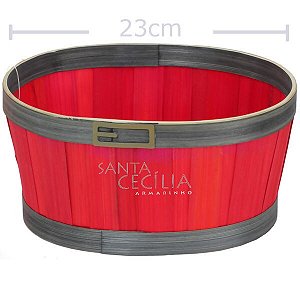 Cesta de Bambu Oval Cinto do Papai Noel vermelho - Ref. NTW30015