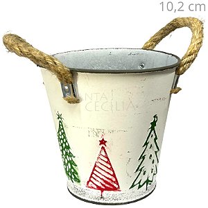 Balde Decorado de Natal - Branco Ref. 2507