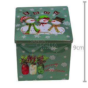 Caixa de Natal em Metal com Relevo Verde Ref. 03772