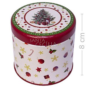 Caixa de Natal Metal Cilíndrica Ref. 03776 Árvore de Natal Presentes